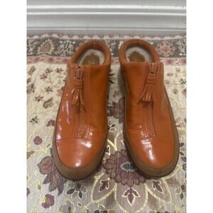 Cole Haan Tan/ Orange Women's 7B Air Waterproof‎ Rain Zip Fringe Shoe Mule